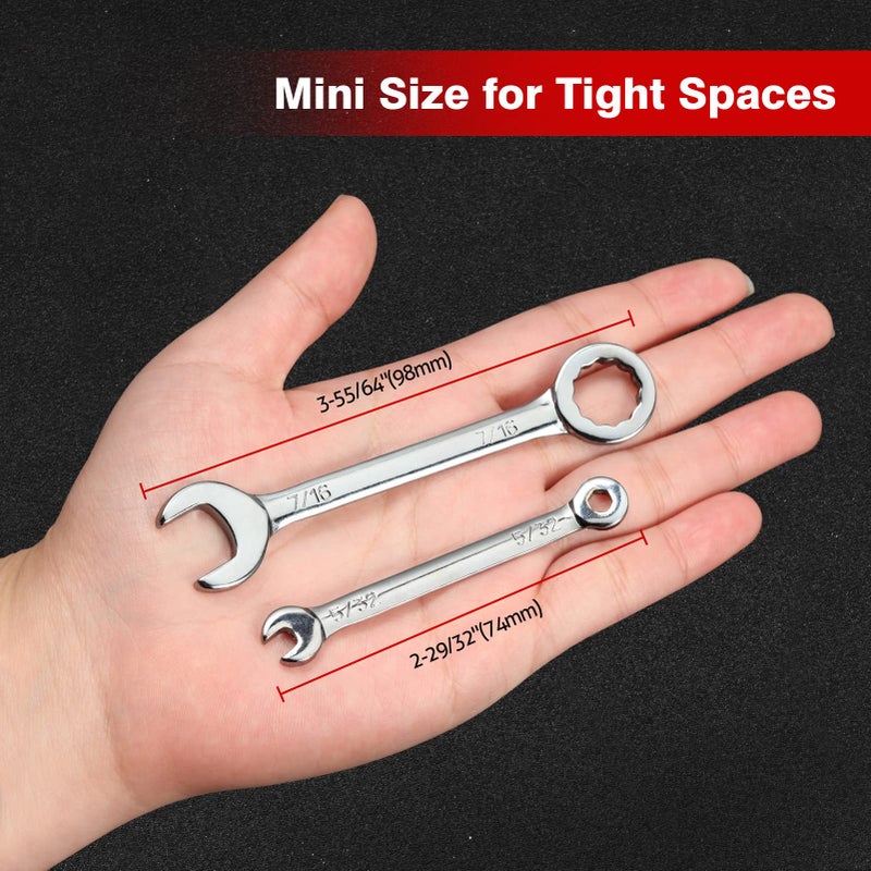 SPEEDWOX Mini Wrench Set, 20-Piece, SAE and Metric Sizes, High Carbon Steel, Angled Box Ends, Easy to Carry with Storage Pouches - Image 4